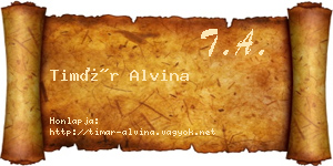 Timár Alvina névjegykártya